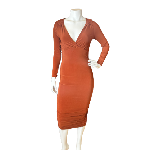 Dark Cognac Midi Dress