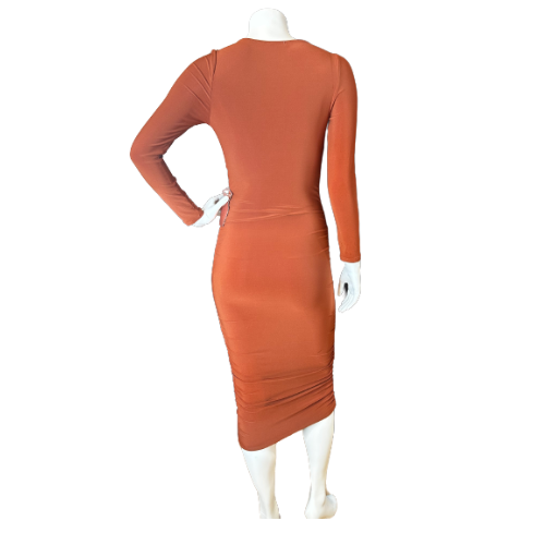 Dark Cognac Midi Dress