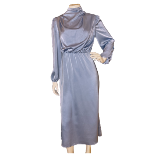 Satin Cocktail Long Sleeve Dress